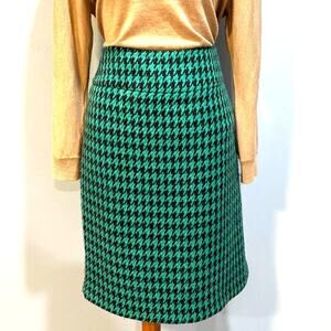 Vintage The Limited Green Black Houndstooth Pencil Skirt Y2K Professional, 14